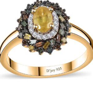 Premium Sphene and Multi Diamond Floral Ring